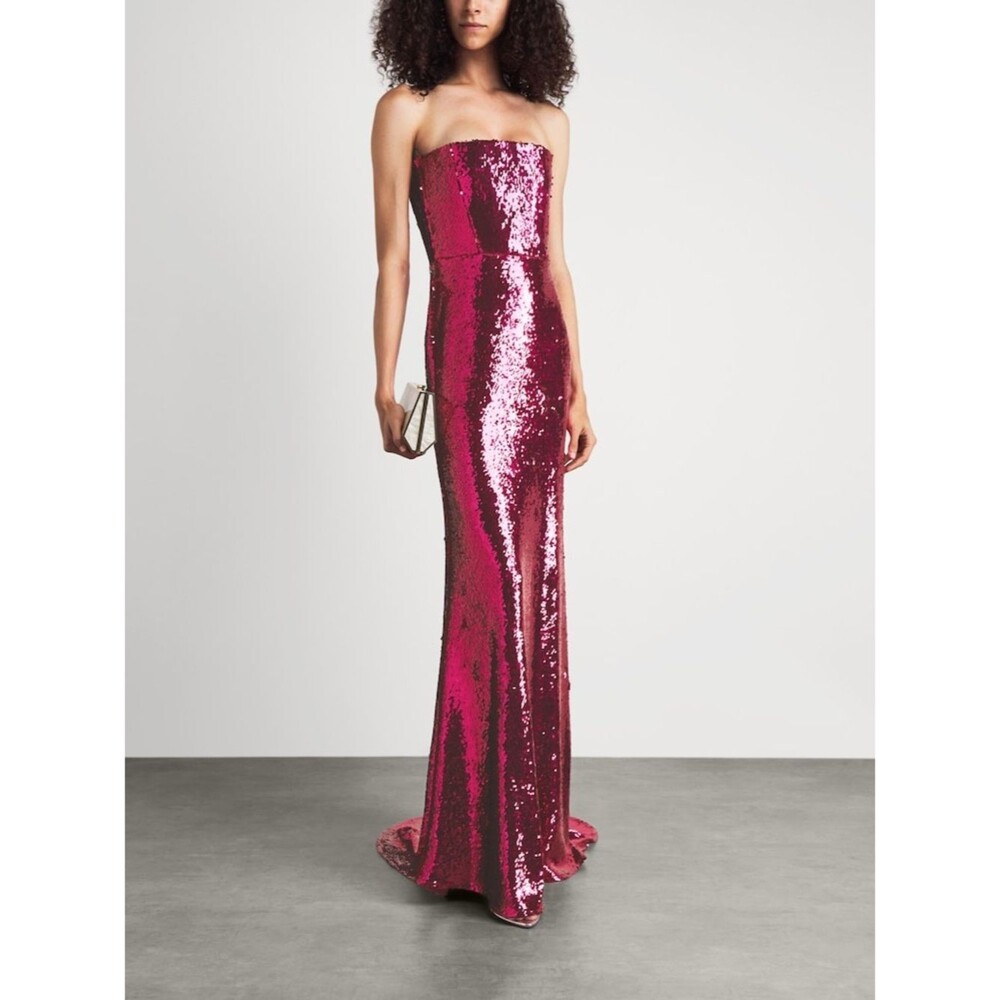 NWOT Alex Perry Sequin Strapless Fuchsia Evening Gown in raspberry